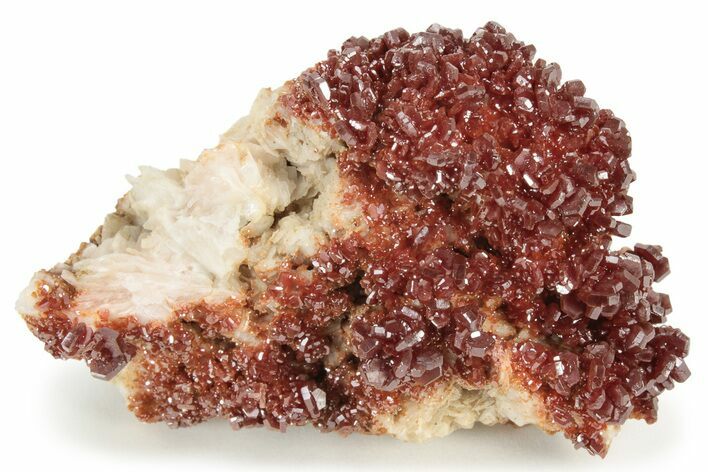 Glittering, Ruby Red Vanadinite Crystals on Barite - Morocco #233949